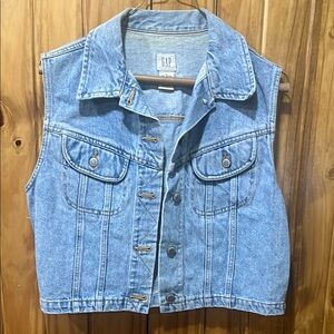 GAP Light Blue Denim Sleeveless Jacket